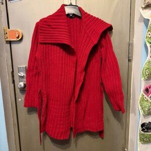 Vintage Chunky Rib Knit open front cardigan Sweater with large collar